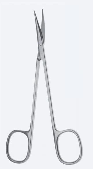 Ножиці, хірургічні, "Raynolds-Jameson", делікатні, вигнуті, тупокінцеві, загальна довжина 140 мм, 5 1/2". Бренд - Asanus Medizintechnik Gmb, Німеччина